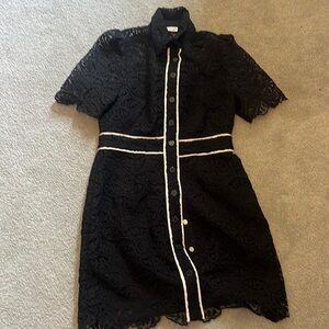 SANDRO black mini lace dress